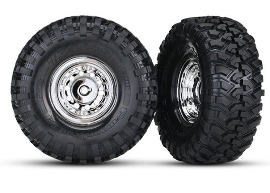 Traxxas 8177 Canyon Trail Tires & Chrome Wheels 1.9" for 8255A Traxxas 8177 Canyon Trail Tires & Chrome Wheels 1.9" for 8255A
