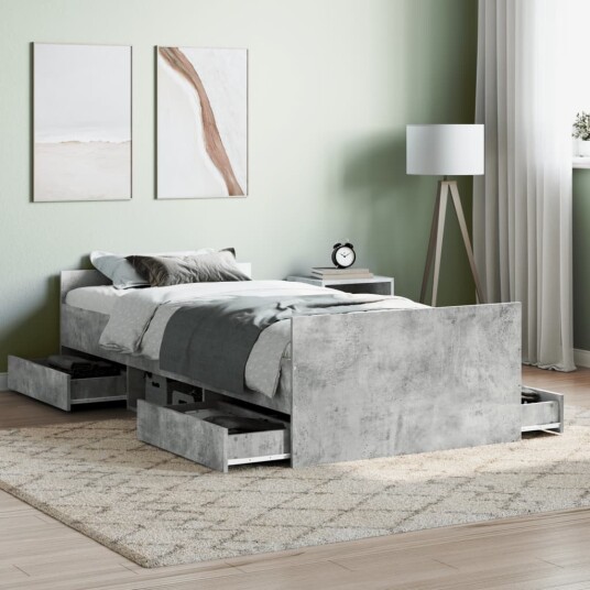  Sengeramme med hode- og fotgavl betonggrå 100x200 cm 8721012157552