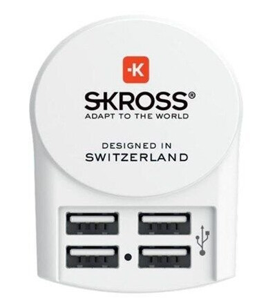 SKROSS USB Reiseadapter 30W med 4 USB-uttak Hvit SKROSS USB Reiseadapter 30W med 4 USB-uttak Hvit
