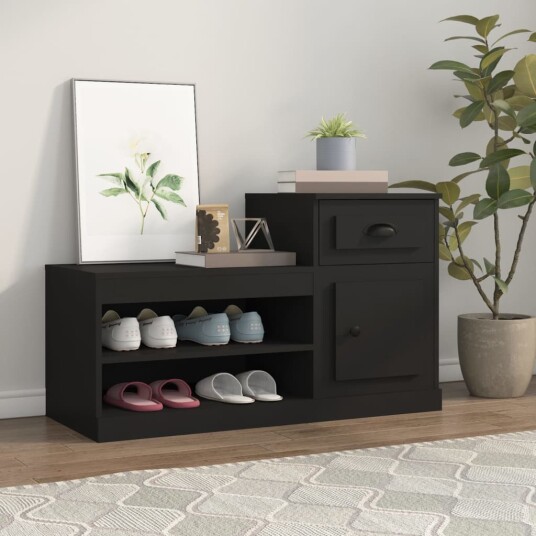 vidaXL Skoskap svart 100x42x60 cm konstruert tre vidaXL Skoskap svart 100x42x60 cm konstruert tre