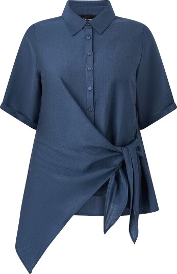 Studio Bluse SOda Shirt with knot Blå