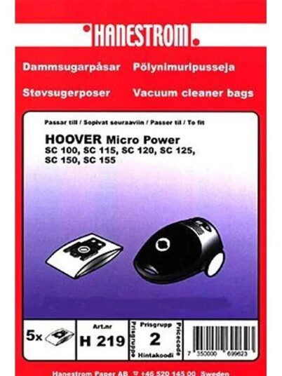 Haneström Støvsugerposer papir 5st. DU12124 Haneström Støvsugerposer papir 5st. DU12124