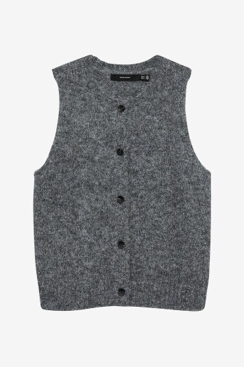 Vero Moda Vest vmNovah SL O neck Button Grå