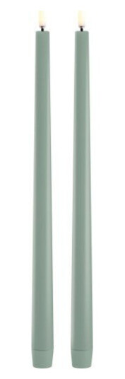 Uyuni Lighting - Taper Candles slim LED-kronelys 2,3x32 cm 2 stk dusty green