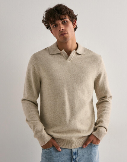 Casual Friday CFKarl polo knit Gensere med glidelås Beige