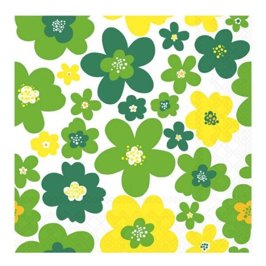 Ambiente Serviett 33x33 cm 20 stk Flower Power grønn