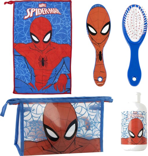 Marvel Spider-Man Toalettmappe med Håndkle Hårbørste & Flaske