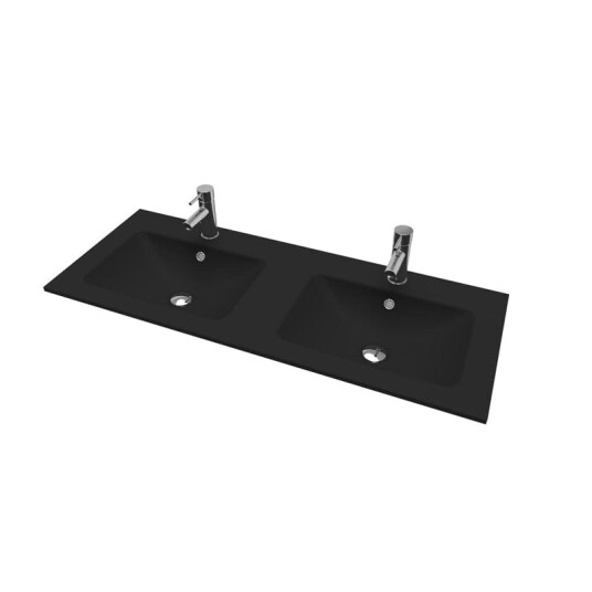 Vikingbad LEA D46 Glas Møbel Svart Matt 120cm Dobbel Vikingbad LEA D46 Glas Møbel Svart Matt 120cm Dobbel