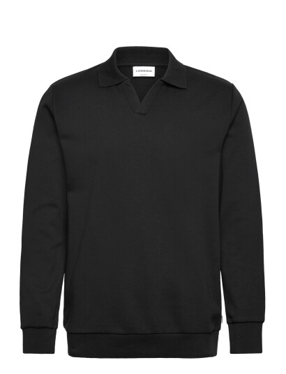 Lindbergh Sweat V Neck Polo L/S Black L Lindbergh Sweat V Neck Polo L/S Black L
