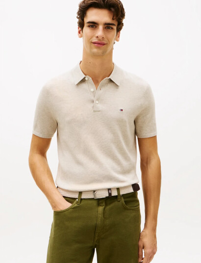Tommy Hilfiger Essential Cotton Knitted Polo Cream XL