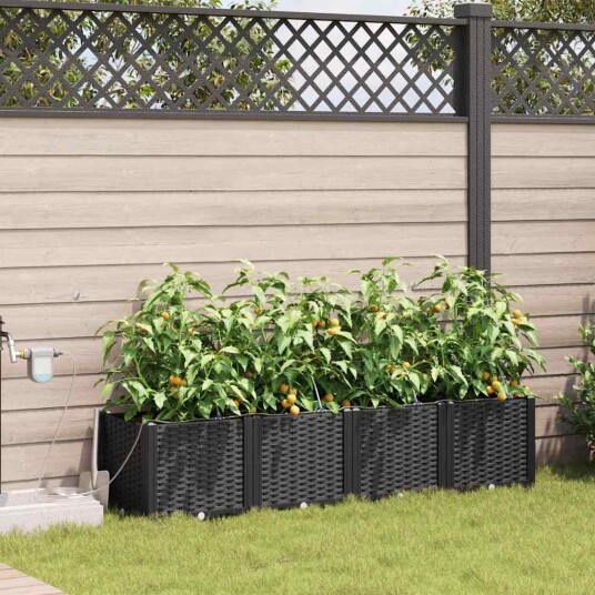 Hageplanter 1 stk Basketweave med lagring Svart 160 x 40 x 37.5 cm Plast Hageplanter 1 stk Basketweave med lagring Svart 160 x 40 x 37.5 cm Plast