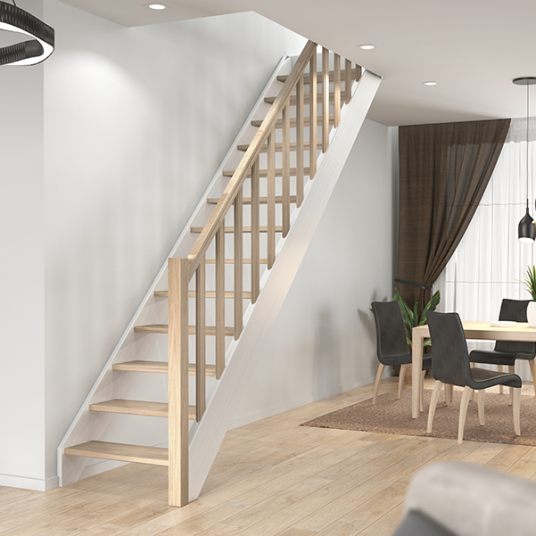 Dolle Helsinki Hvit/eik Rett Trapp -tre Baluster