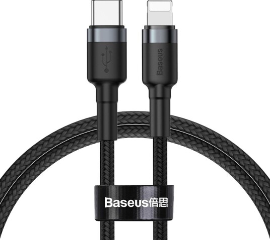 Baseus Cafule Type-C til Lightning Kabel 18W 1m Svart/Grå Baseus Cafule Type-C til Lightning Kabel 18W 1m Svart/Grå