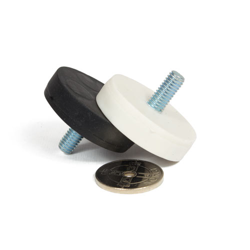SuperMagneter Gummi Magnet Ø 34 Mm   Utvendig Gjenge M6   Holdekraft 8 Kg