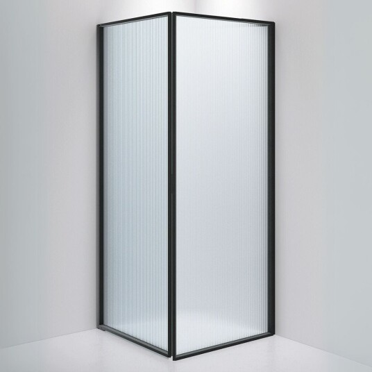 INR Iconic Nordic Rooms Dusjhjørne Edge 13 Måltlpasset - Venstre / Matt Svart Sway Glass