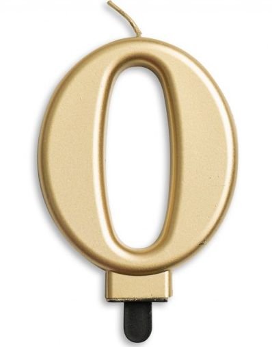 Tallet 0 Gullfarget Kakelys 9 cm Tallet 0 Gullfarget Kakelys 9 cm