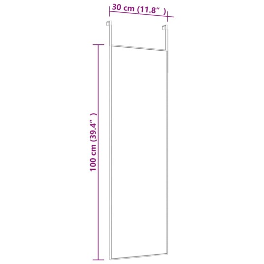 vidaXL Dørspeil svart 30x100 cm glass og aluminium vidaXL Dørspeil svart 30x100 cm glass og aluminium
