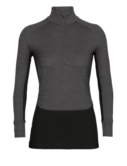Icebreaker W Zoneknit 260 Ls Half Zip Jet/hthr/blk/metro/h/cb Jet/Hthr/Blk/Metro/H/CB female L