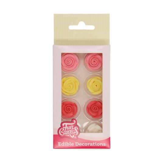 Funcakes Spiselig Kakepynt Roser Sett/8 Funcakes Spiselig Kakepynt Roser Sett/8