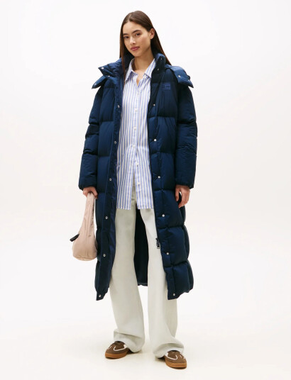 Tommy Jeans Tjw Alaska Grid Dwn Mxi Coat Ext Navy L Tommy Jeans Tjw Alaska Grid Dwn Mxi Coat Ext Navy L