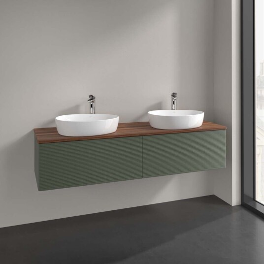 Villeroy & Boch  Antao Servantskap med 2 skuffer 160x50x36 cm m/lys Grønn Matt/Valnøtt