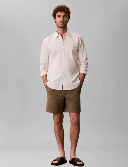 Calvin Klein Jeans Ls Chambray Classic Shirt CreaM
