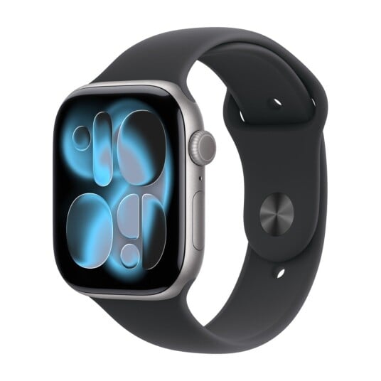 Apple Watch Series 11 GPS + Cellular 46mm Space Grey Aluminium Case with Black Sport Band M/L
