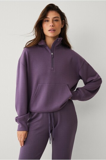 Ellos Studio Collegegenser Tech Sweat Halfzip Lilla
