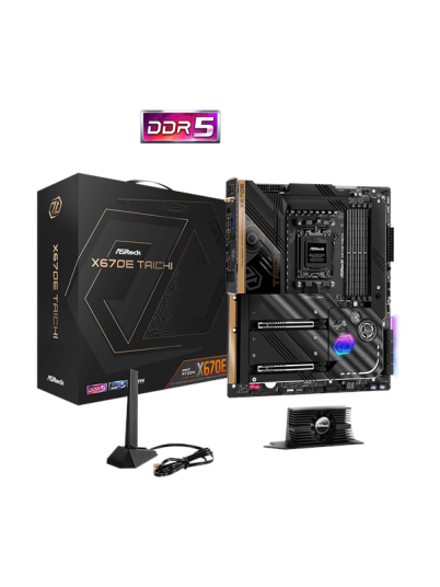 ASRock X670E Taichi - AMD X670 - AMD AM5 socket - DDR5 RAM - ATX ASRock X670E Taichi - AMD X670 - AMD AM5 socket - DDR5 RAM - ATX