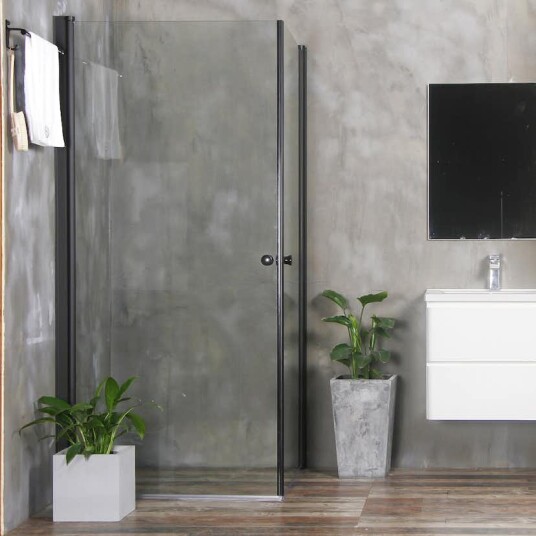 Dusjhjørne Bathlife Allsidig Rett Dør + Rett Dør Sort