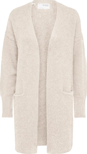 Selected Femme Lulu New Ls Knit Long Cardigan - Birch Melange M Selected Femme Lulu New Ls Knit Long Cardigan - Birch Melange M