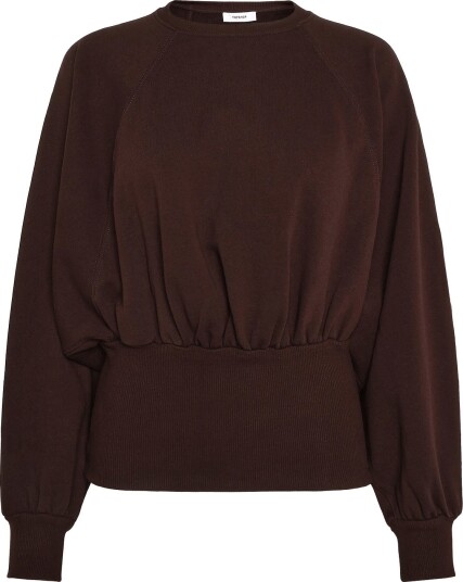 Topshop Tsrega Cinch Waist Ruched Sweat Jrs   CHOCOLATE BROWN   L