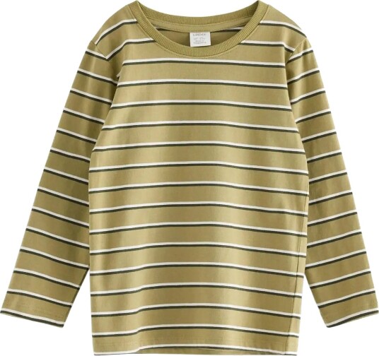 Lindex Striped Long Sleeved Top Khaki green 110