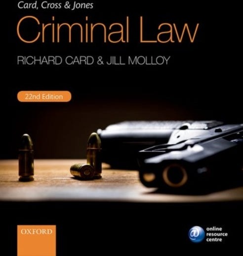 Card, Cross & Jones Criminal Law Av Richard (Emeritus Professor Of Law Emeritus Professor Of Law De Montfort University Leicester) Card, Jill (Sen