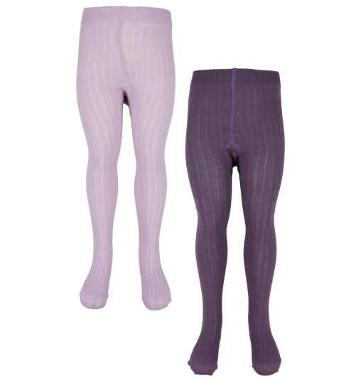 Minymo Stocking Solid Rib 2-Pack Purple 68-74