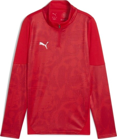 PUMA Treningsskjorte teamCUP 1/4 glidelås PUMA Rød/PUMA Sølv Barn størrelse 176 cm