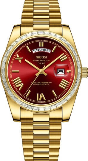 Nibosi Day Date President Gold Red