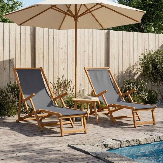 vidaXL Sammenleggbar solstol 2 pcs 3 Posisjon Solid Eucalyptus Tre Grå