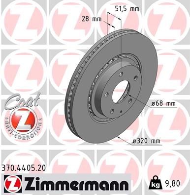 Bremseskive ZIMMERMANN 370.4405.20 Bremseskive ZIMMERMANN 370.4405.20