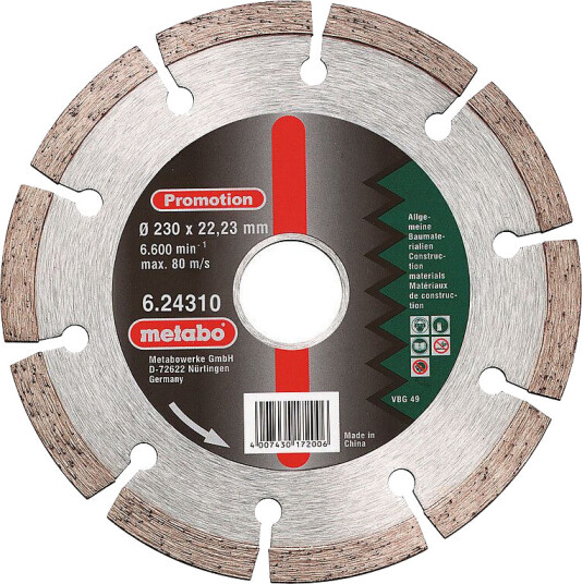 Metabo Ø 230 Mm Diamantskive for Betong og Fliser med 16 Tenner Metabo Ø 230 Mm Diamantskive for Betong og Fliser med 16 Tenner