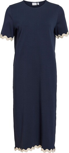 Vila Kjole viCalisa O neck S/S Midi Blå