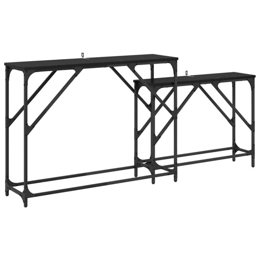 Konsollbord 2 pcs Svart Eik 100 x 28 x 75 cm Konstruert tre