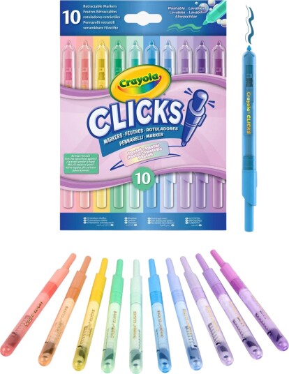 Crayola Clicks Retractable Markers 10-Pack, Pastell