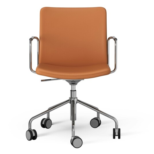 Swedese Stella Stol med Hjul Justerbar  Chrome / Cognac