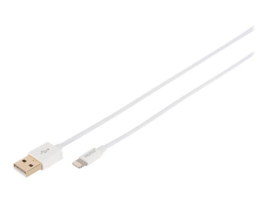 Digitus 1 m Lightning-kabel med USB A - Dobbeltisolert Hvit