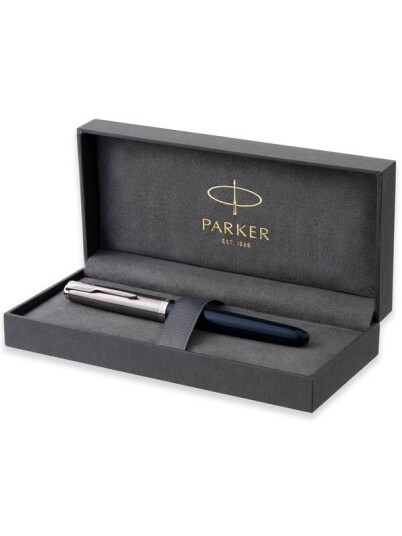 Parker 51 Fountain Pen  Midnight Blå Barrel with Chrome Trim  Fine Nib with Svart Ink Cartridge  Gift Box