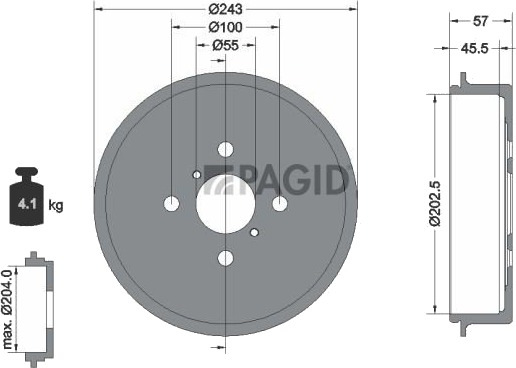 Bremsetrommel PAGID 61455N