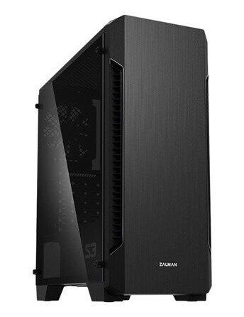 Zalman S3 TG Midi Tower Kabinett med Herdet Glass - Svart Zalman S3 TG Midi Tower Kabinett med Herdet Glass - Svart