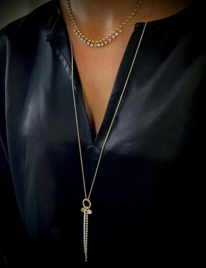 Bud to rose Ice Bead Fringe Necklace Gold Gold ONE SIZE Bud to rose Ice Bead Fringe Necklace Gold Gold ONE SIZE