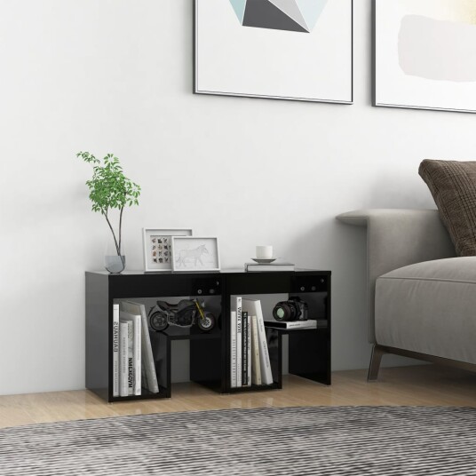 vidaXL Nattbord 2 stk svart 40x30x40 cm sponplate